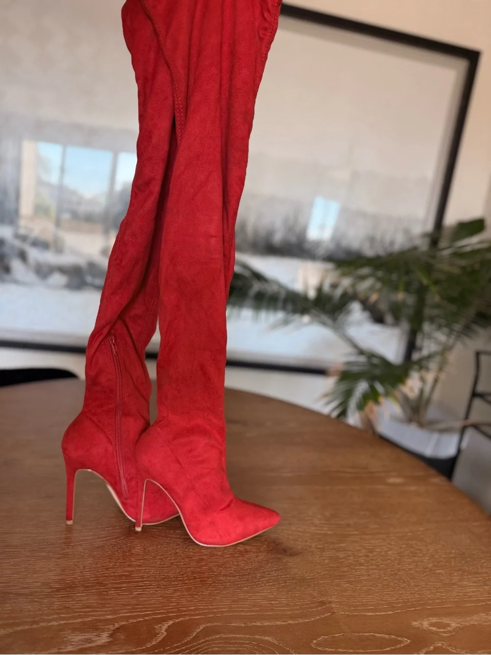 Red Over-the-Knee Stiletto Boots